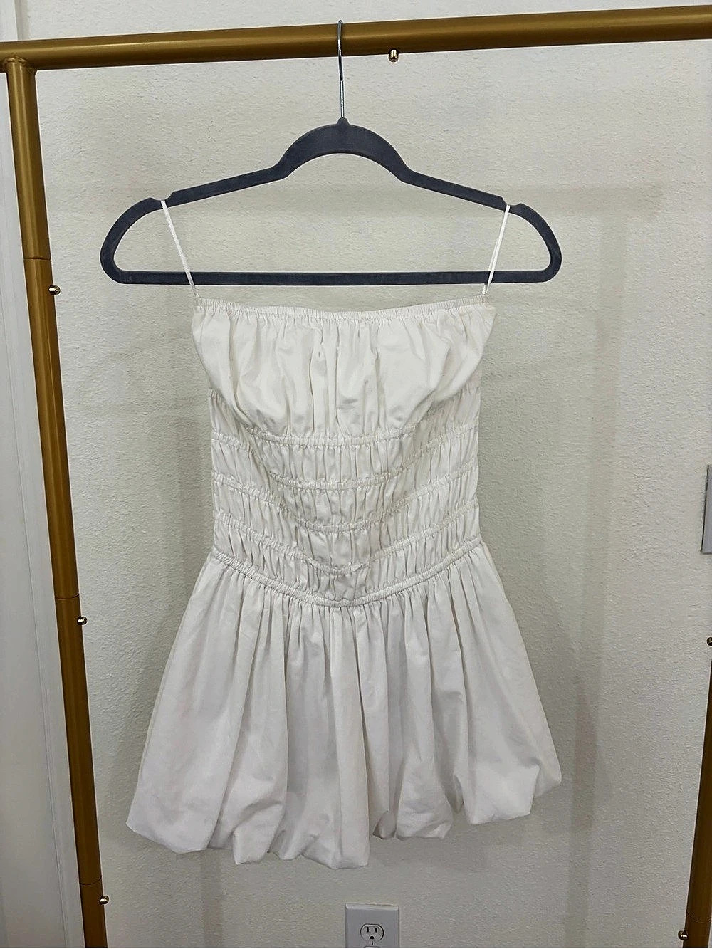 Hollister Strapless Bubble Mini Dress White